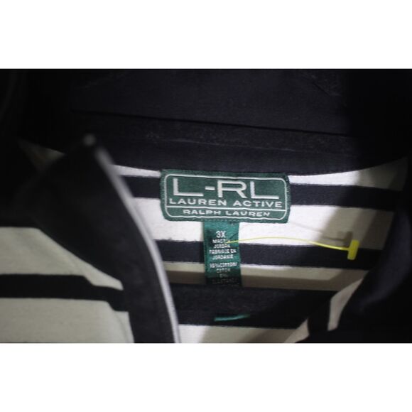 Lauren Ralph Lauren Active Striped 1/4 Zip Pullover 3X Black/White Nautical Styl - Picture 3 of 6